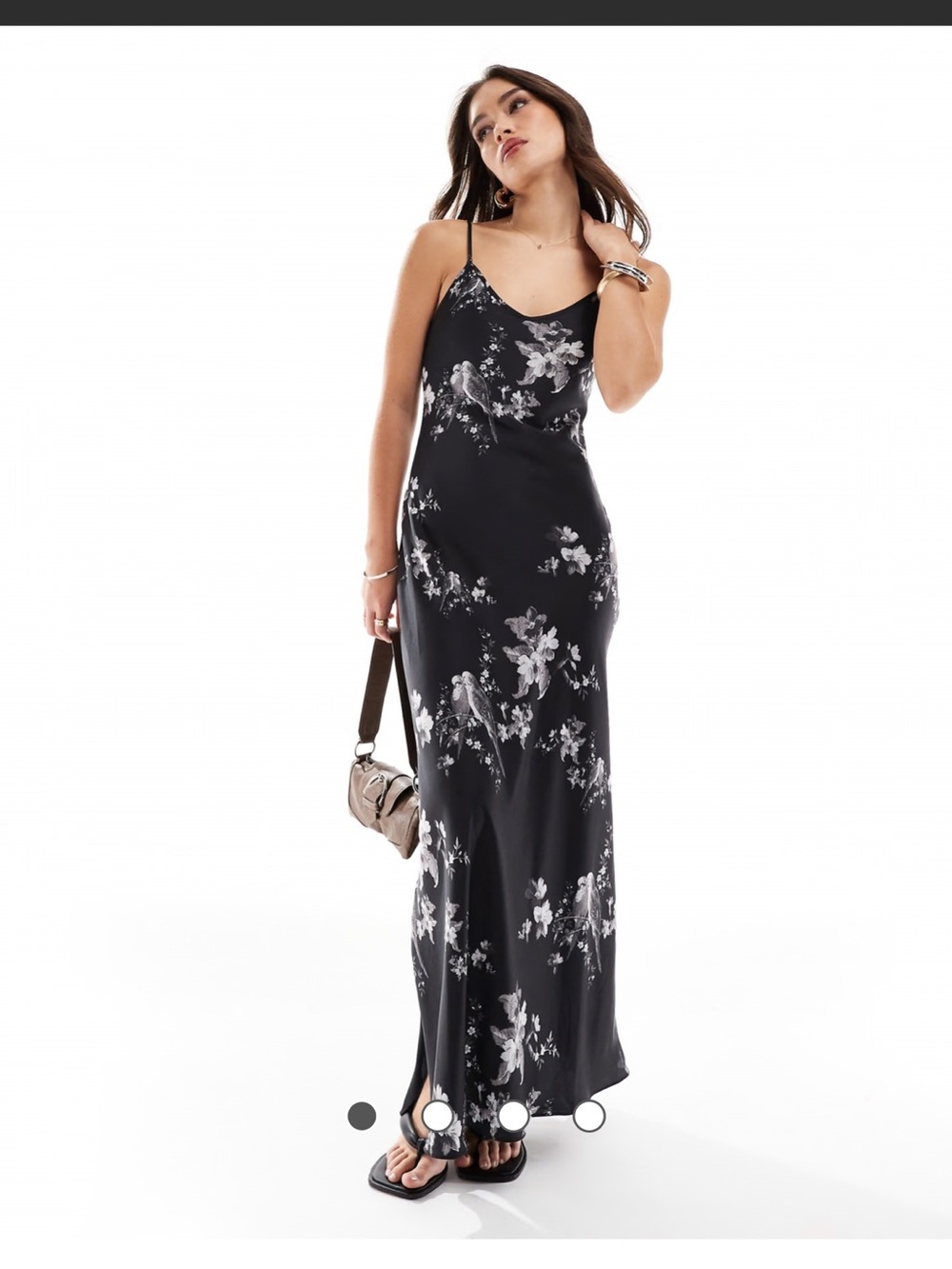 All Saints Bryony Iona Maxi Dress Spaghetti Strap Black White Slip Dress 6 NEW